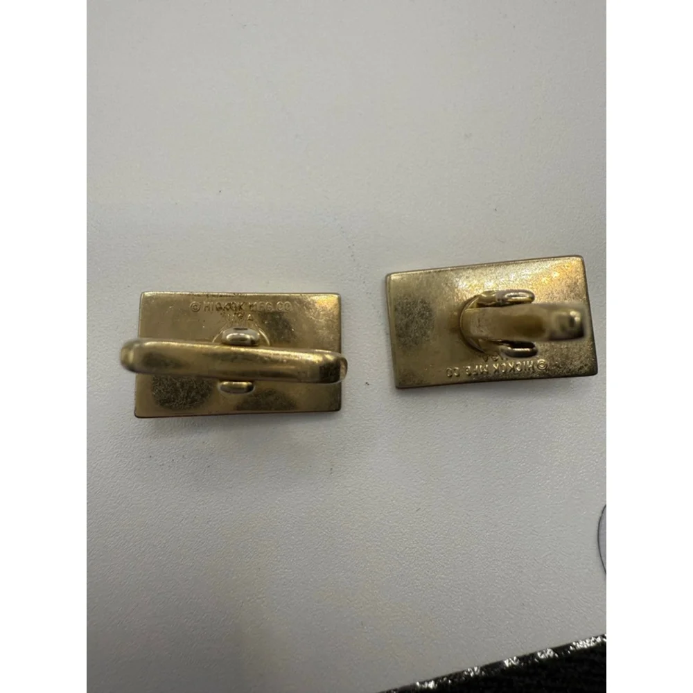 Men's Hickok Gold Tone Cuff Links One Size Vintage
